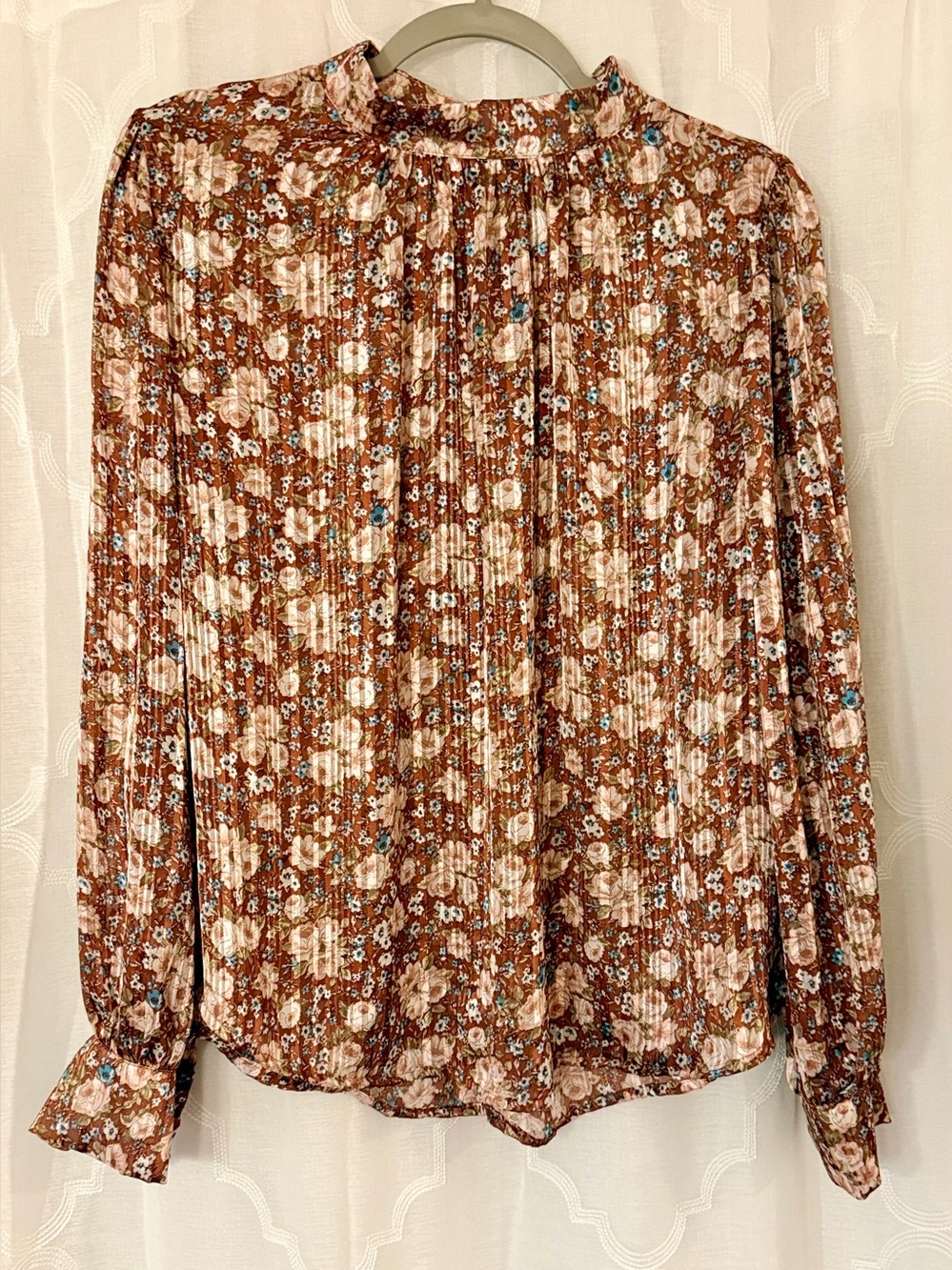 Ophelia Roe Floral Smocked Blouse XL Boho Prairie Top 🤎